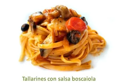 tallarines con salsa Boscaiola 