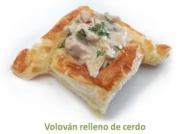 Volován relleno de cerdo con champiñones en salsa blanca