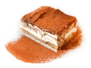 Tarta tiramisú con queso mascarpone, huevos y café